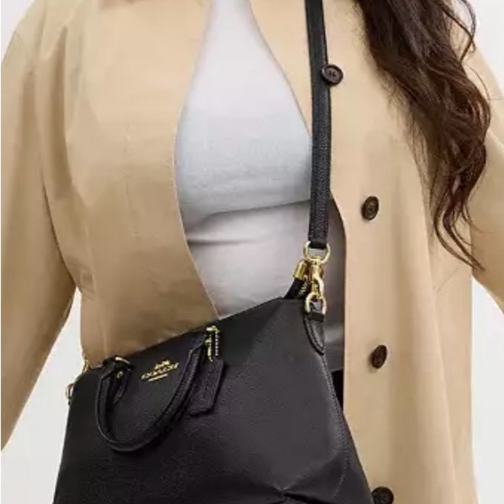 Georgia Black Satchel with Gold Accents - Picture 2 of 11